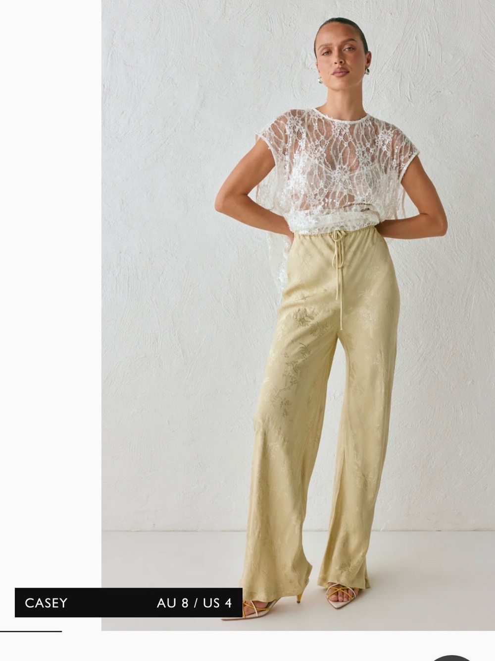 Wide-Leg Satin Pants in Pistachio